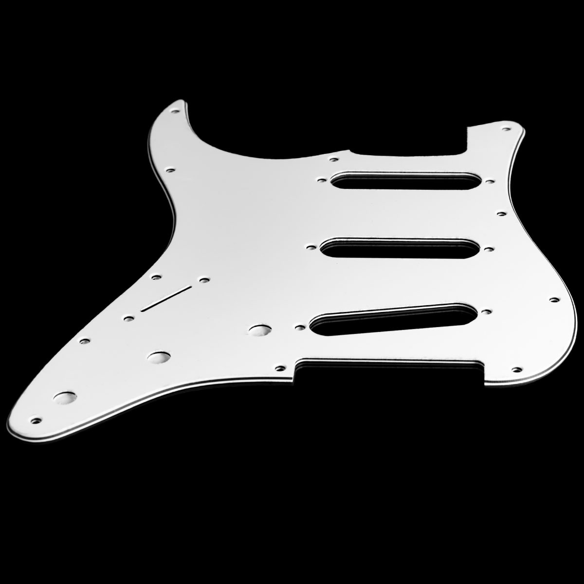 פיק גארד לבן לגיטרה חשמלית סטראט שמאלית Strat 3 Ply Left Hand