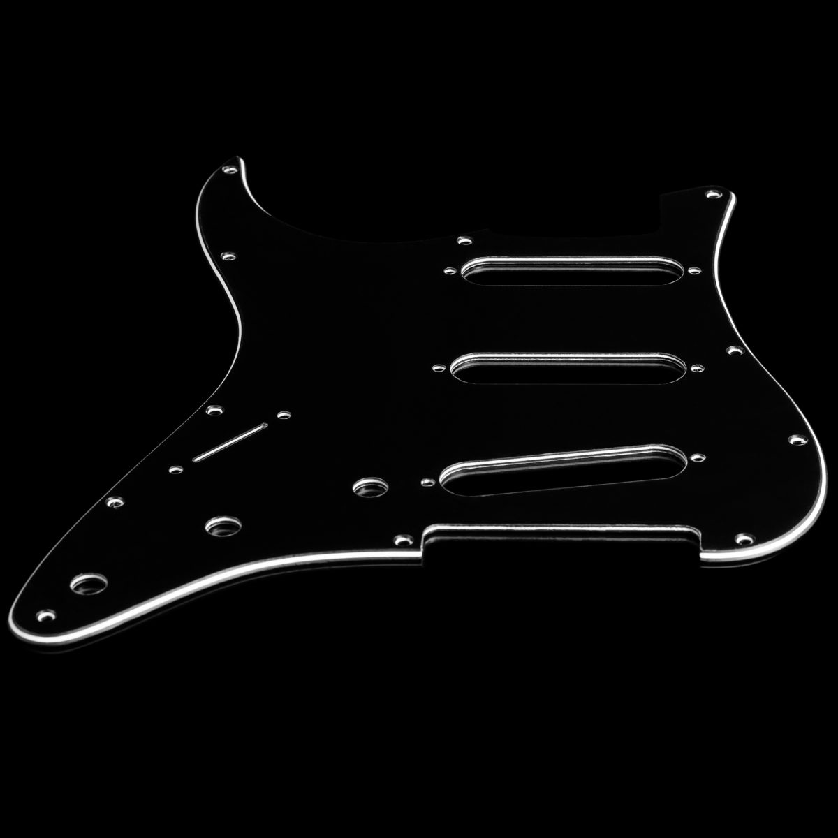 פיק גארד שחור לגיטרה חשמלית סטראט שמאלית Strat 3 Ply Black Left Hand